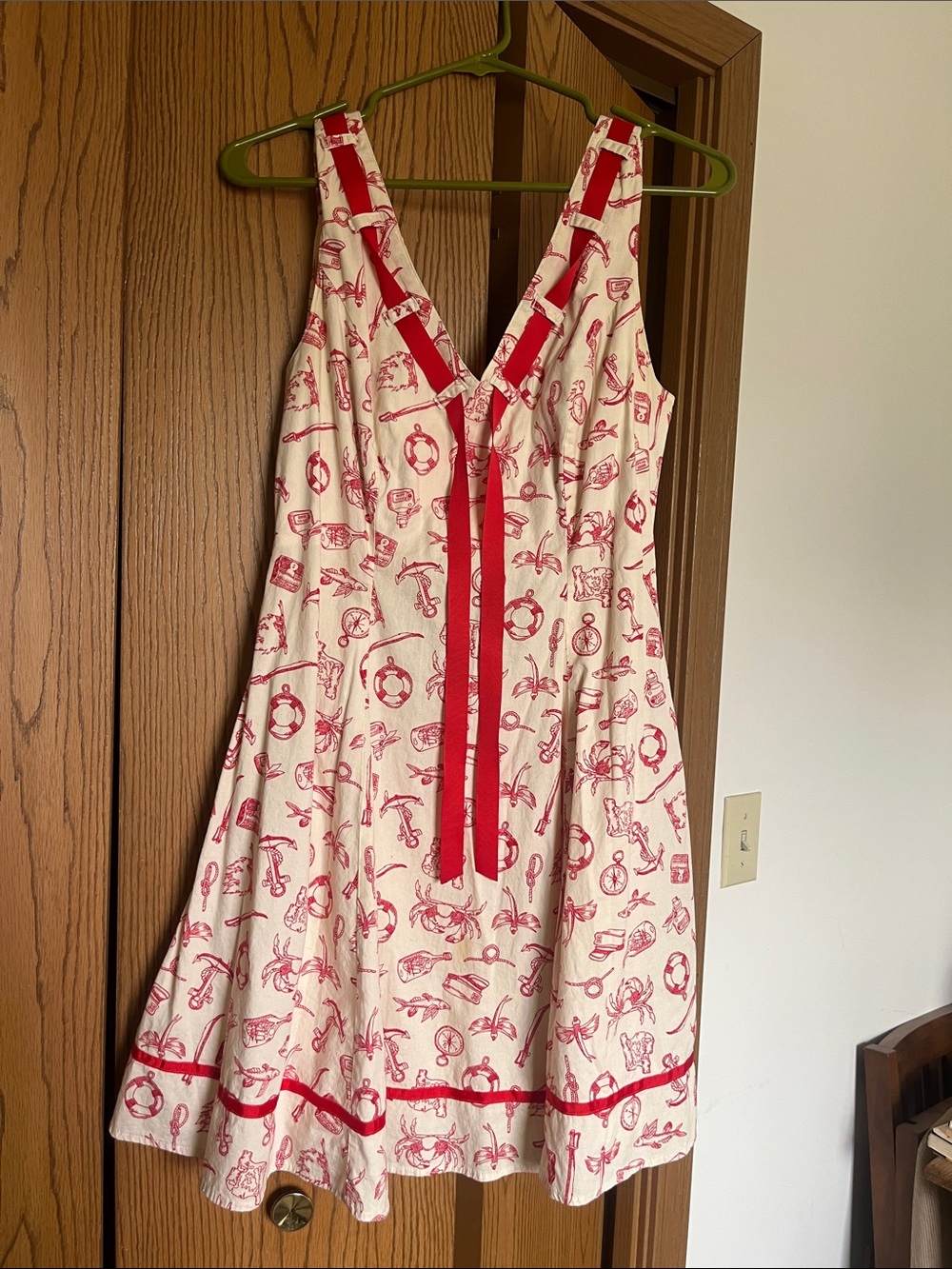 Red & Cream Nautical Print Sundress